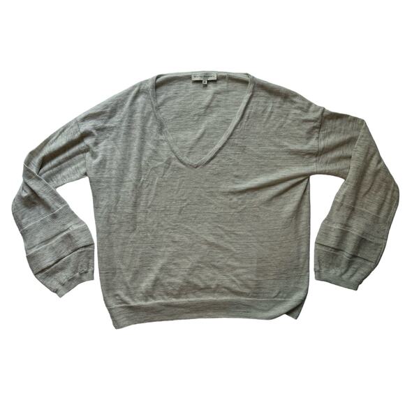 White + Warren V-neck Women’s‎ Cotton Sweater Medium Ivory/Beige Wrist Detail - Picture 2 of 8